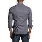 Micro Print Long Sleeve Button Up Shirt // Navy (M)