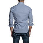 Striped Long Sleeve Button Up Shirt // Blue (S)