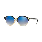 Unisex Round Clubmaster Sunglasses // Black + Gold + Blue Gradient