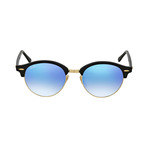 Unisex Round Clubmaster Sunglasses // Black + Gold + Blue Gradient