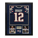 Tom Brady // New England Patriots Blue Jersey // Framed // Signed
