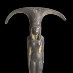 An Egyptian Bronze Mirror Handle Of A Nude Woman, New Kingdom , Ca. 1570 - 1070 BC