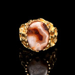 A Fine Egyptian Red Agate Bead Ring, Late Period, Ca. 664-332 BCE