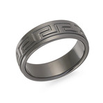 Polished Greek Key Comfort Fit Ring // Black (11)
