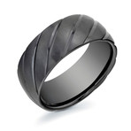 Matte Striped Lined Comfort Fit Ring // Black (Size 9)