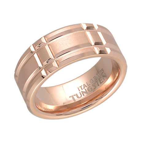 Tungsten Carbide Rectangular Band // Rose Gold (7)