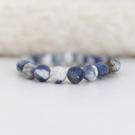 Matte Sodalite Bead bracelet // Blue + Gold