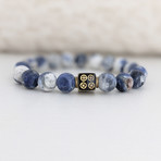 Matte Sodalite Bead bracelet // Blue + Gold
