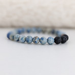 Agate + Lava + Hematite Bead Bracelet // Blue + Black + Copper