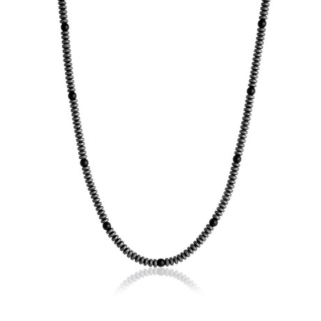 Matte Hematite Beaded Necklace // 4mm // Black