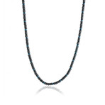 Matte Hematite Beaded Necklace // 4mm // Blue