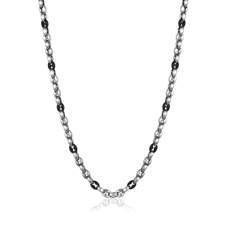 Matte Oval Link Necklace // Black