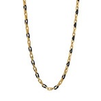 Linked Stainless Steel Adjustable Necklace // Gold + Black