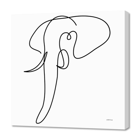 hubris - one line elephant art (16"W x 24"H x 1.5"D)