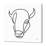 antiquity - one line bull art (16"W x 24"H x 1.5"D)