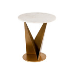 Riyah Side Table // Brass + White