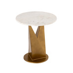 Riyah Side Table // Brass + White