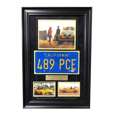 Transformers // Bumblebee Camaro License Plate // Shia LaBeouf // Signed + Framed Collage