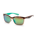 Unisex Shiny Retro Sunglasses // Havana + Green Mirror