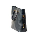 Leather Tote Bag // Navy Blue