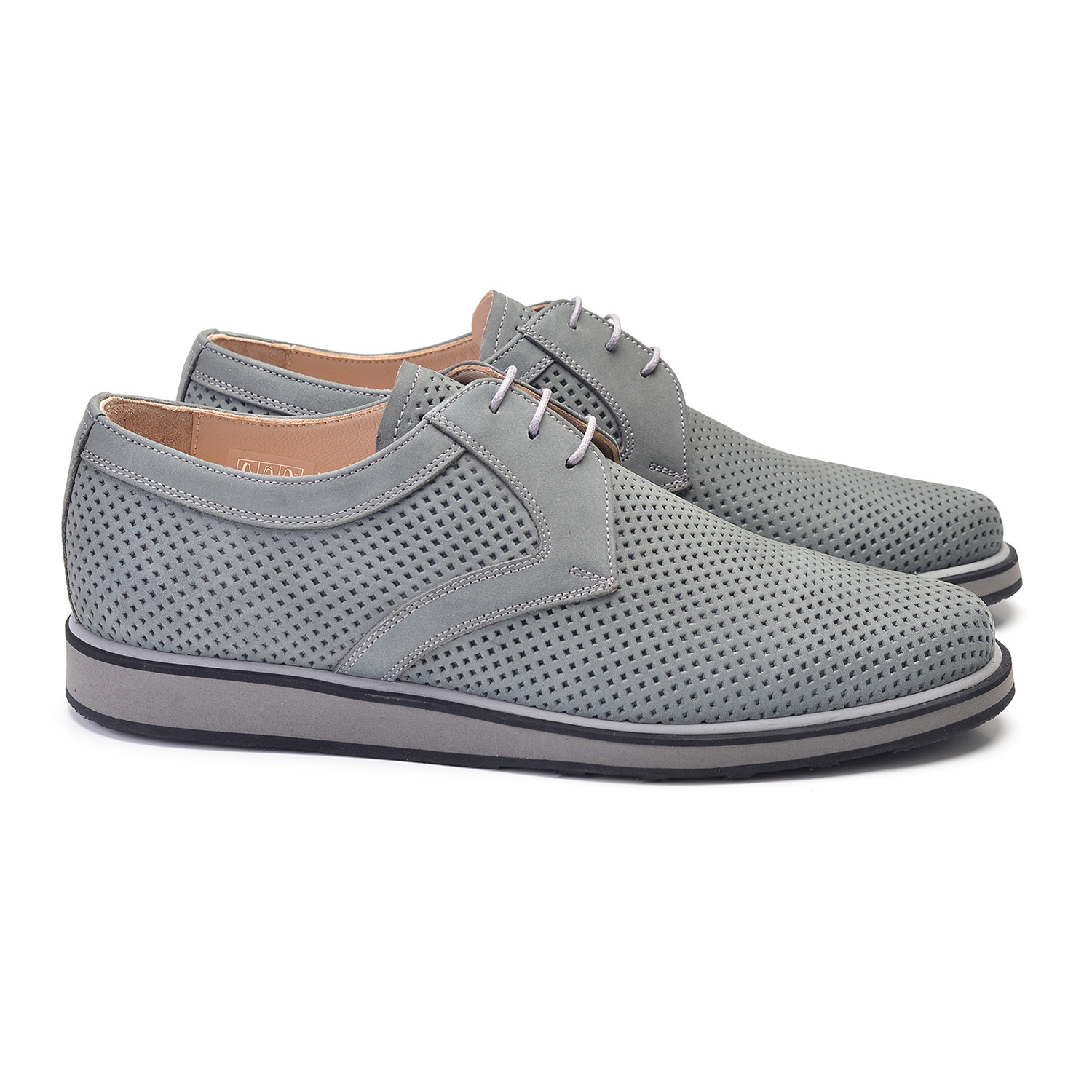 Perforated Nubak Leather Casual Lace Up // Gray (US: 7) - Pelle Line ...