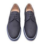 Perforated Nubak Leather Casual Lace Up // Navy (US: 7.5)