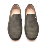 Perforated Nubak Leather Casual Driver // Green (US: 9.5)