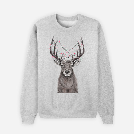 Christmas Deer Sweatshirt // Gray (S)