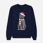 Xmas Cat Sweatshirt // Navy (Small)