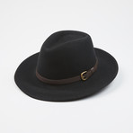 Houston Hat // Black + Leather Headband (L)