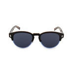 Men's Black Tie Classic Round Sunglasses // Havana + Blue + Gray