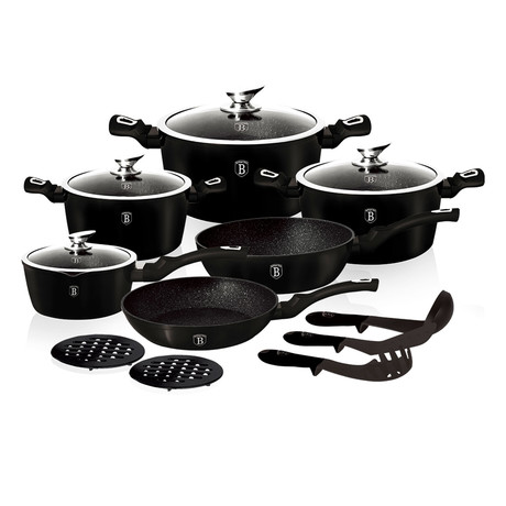 15-Piece Cookware Set // Black + Color Changing Flame Guard