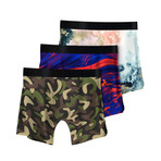 Men's Boxer Briefs // Camo + Color Swirls + Nebula // 3-Pack (L)