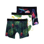 Men's Boxer Briefs // Tropical + Bananas + Parrots // 3-Pack (XL)