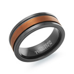Tungsten Carbide Brushed Polished Band V2 // Espresso (7.5)