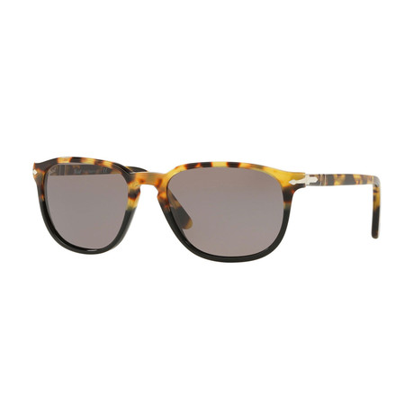 Persol // Men's Rectangle Acetate Sunglasses // Tortoise + Black + Gray