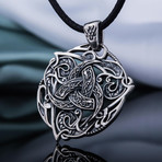 Norse Odin Horn Symbol Pendant // Silver