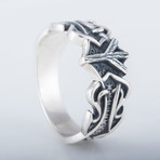 Norse Algiz Rune Ring // Silver (9.5)