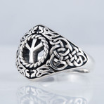 Viking Ornament + Algize Rune Ring // Silver (7)