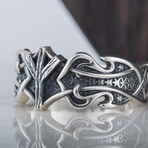 Norse Algiz Rune Ring // Silver (9.5)