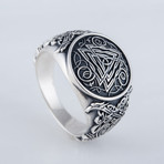 Viking Valknut Ring // Silver (9)
