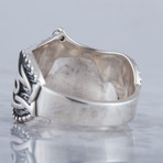 Norse Triskelion Symbol Ring // Silver + Green (11)