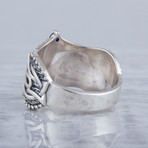 Norse Helm of Awe Symbol Ring // Silver + Blue (9)