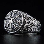 Scandinavian Vegvisir Ring // Silver (10.5)