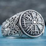 Scandinavian Vegvisir Ring // Silver (10)