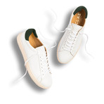 Bradley Sneaker // White + Olive Vegan (US: 9.5)