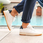 Malone Sneaker // White Milled Leather + Navy (US: 10)