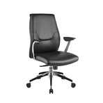 Adalynn Office Chair // Leather + Chrome Plated Base (Black Leather)