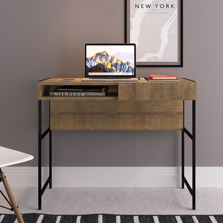 Mckenzie Office Desk // Walnut + Black