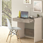 Juliana Office Desk // White Wood Grain + Gray Melamine